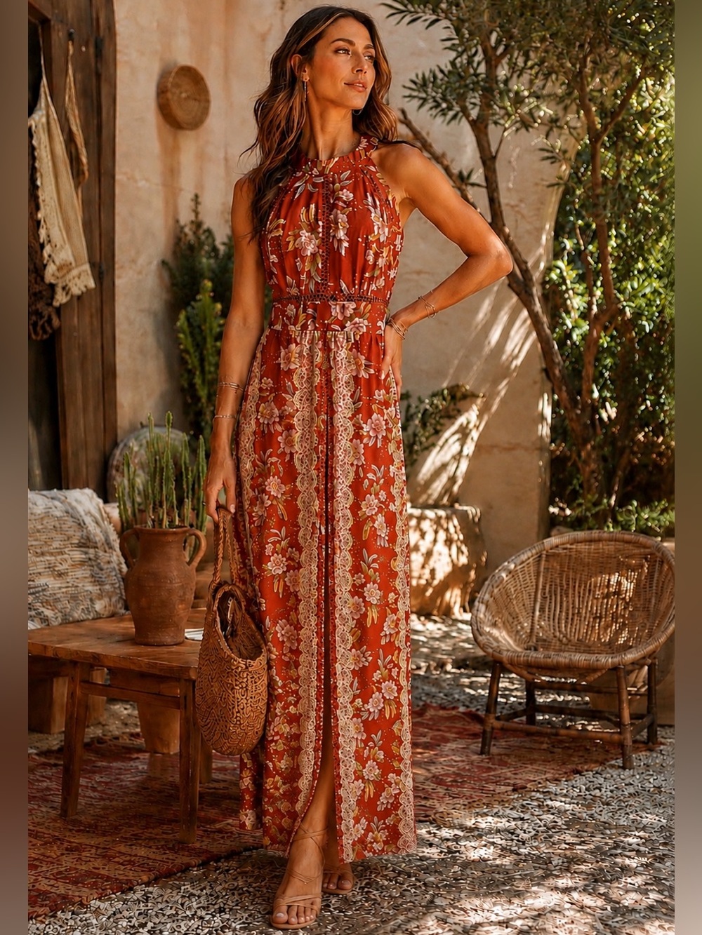 NWT Floral Halter Maxi Dress